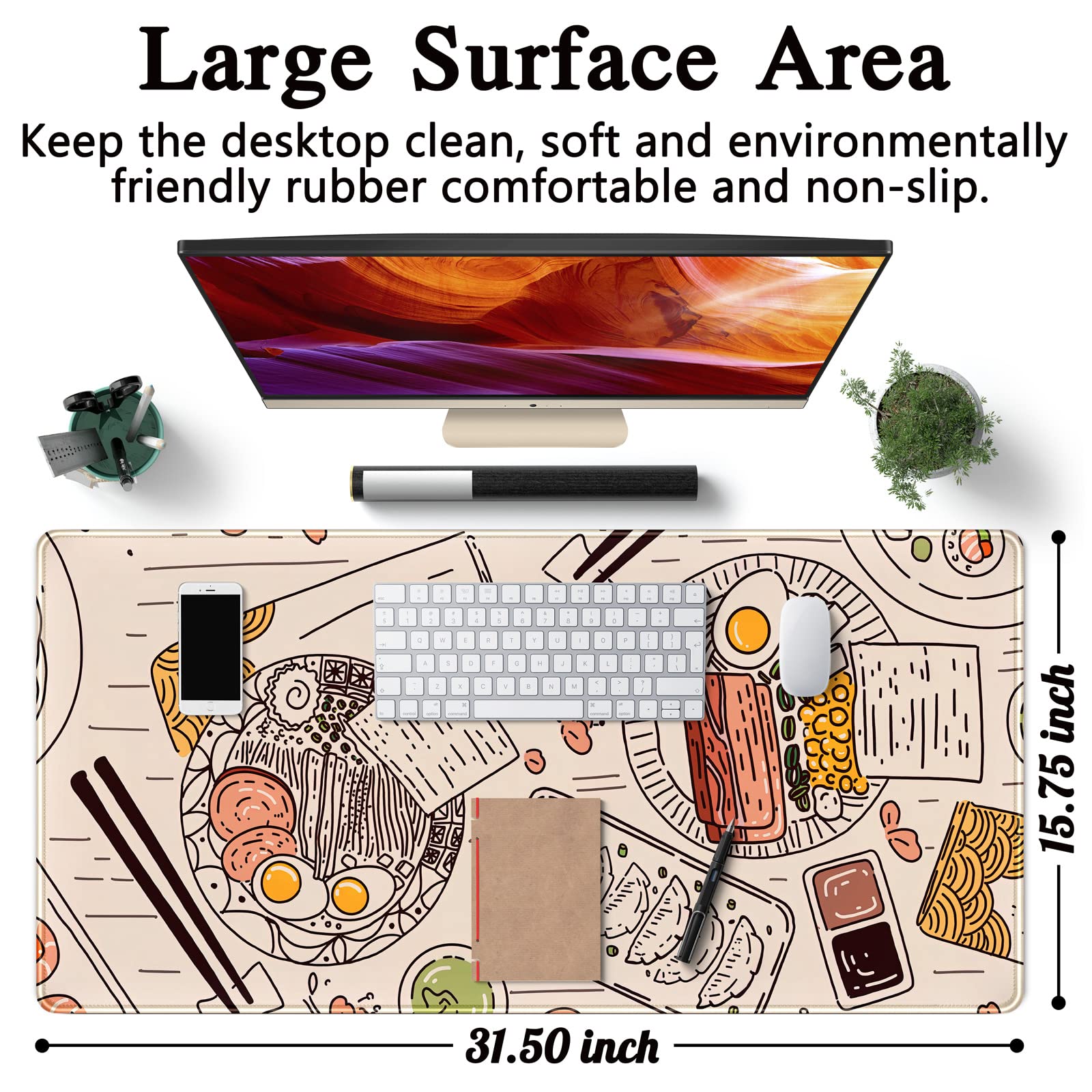 Japanese Ramen Sushi Themed XXL Desk Mat - 31.5