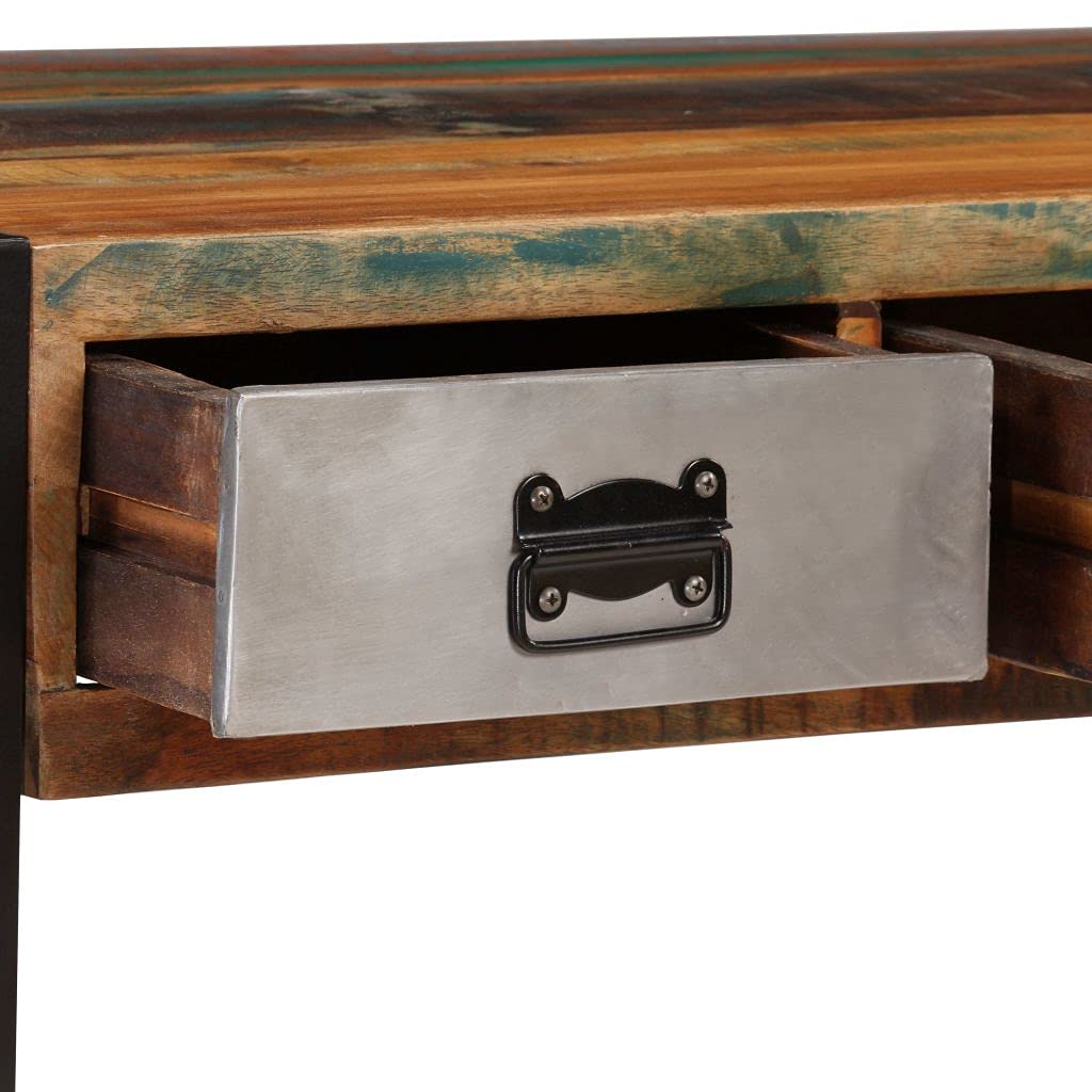 Industrial Coffee Table with 3 Drawers - Solid Reclaimed Wood Cocktail Table, 39.4