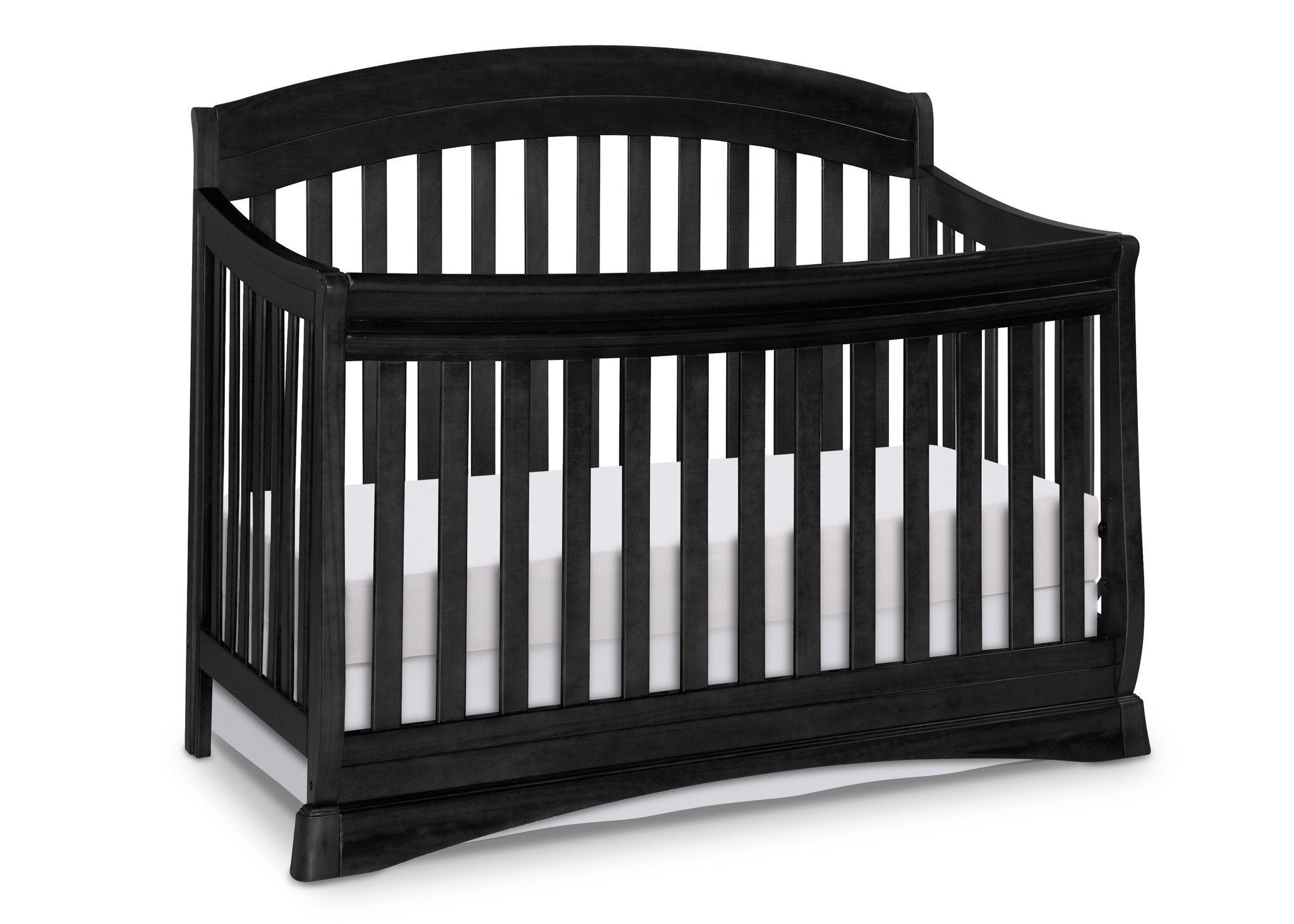 Solutions Curved 4-in-1 Convertible Baby Crib - Safe & Stylish Nursery Furniture for Toddlers, Daycare, and Small Spaces
