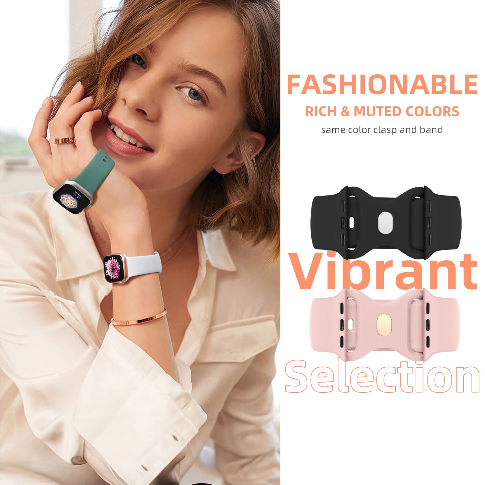 Soft Silicone Apple Watch Bands Compatible with Series 10/9/8/7/6/5/4/3 & SE/Ultra 2/1 - 6 Pack Sport Bracelet for 38mm 40mm 41mm 42mm 44mm 45mm 46mm 49mm - Comfortable Strap for Men & Women - Perfect for Workouts, Running & Daily Wear