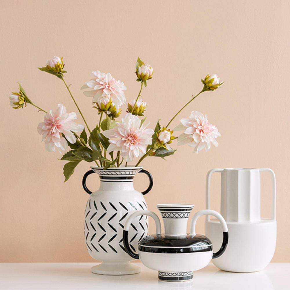 Black and White Ceramic Sculpture Vase - Nordic Creative Simple Living Room Flower Decor, Art & Craft Home Decoration for Modern Interior Design, Perfect for Centerpieces, Wedding Gifts & Housewarming Presents