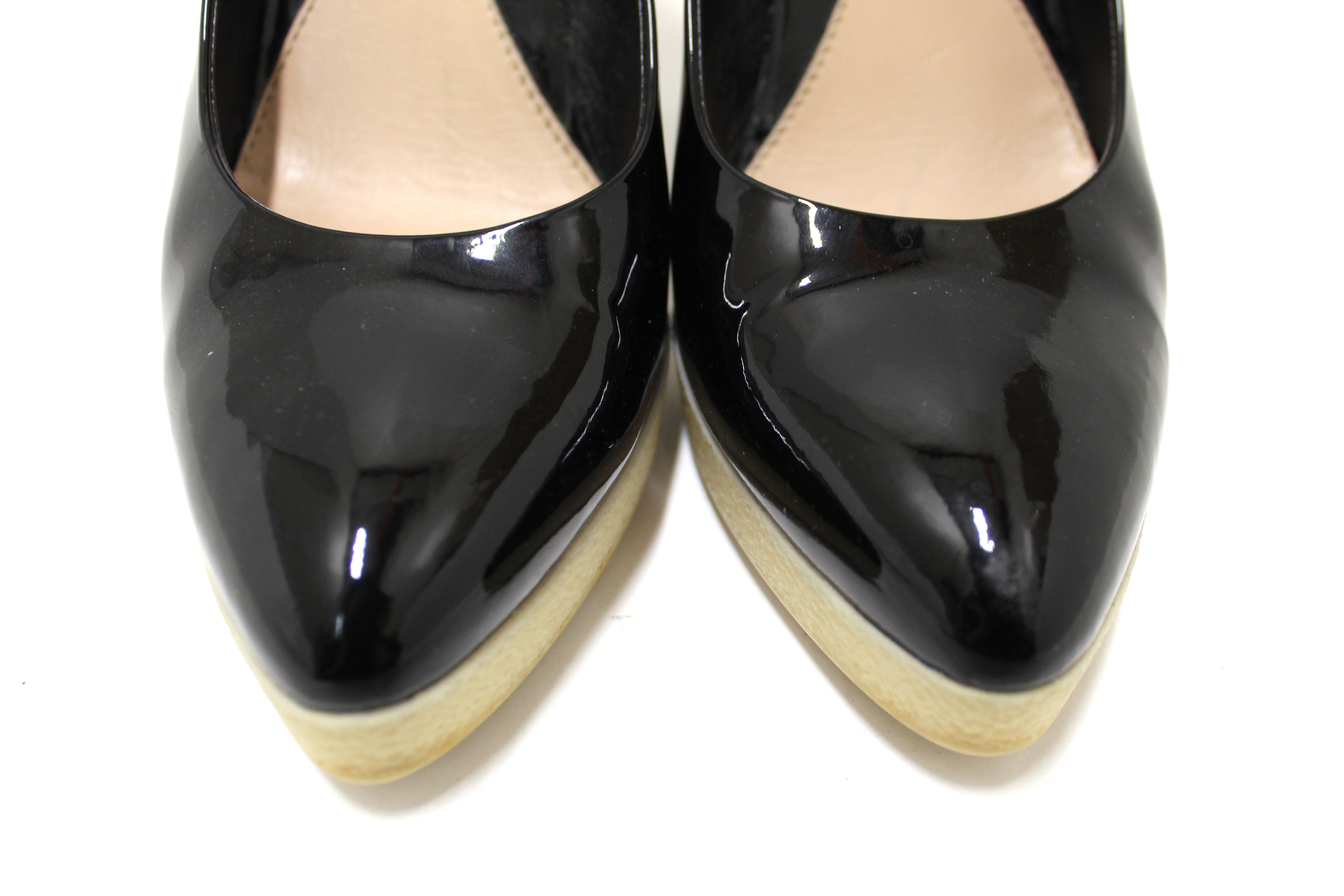 Authentic Gucci Black Patent Leather & White Rubber Pumps Heels - Women's Size 39 (US 8.5) | Luxury Designer Shoes for Parties, Weddings & Evening Events