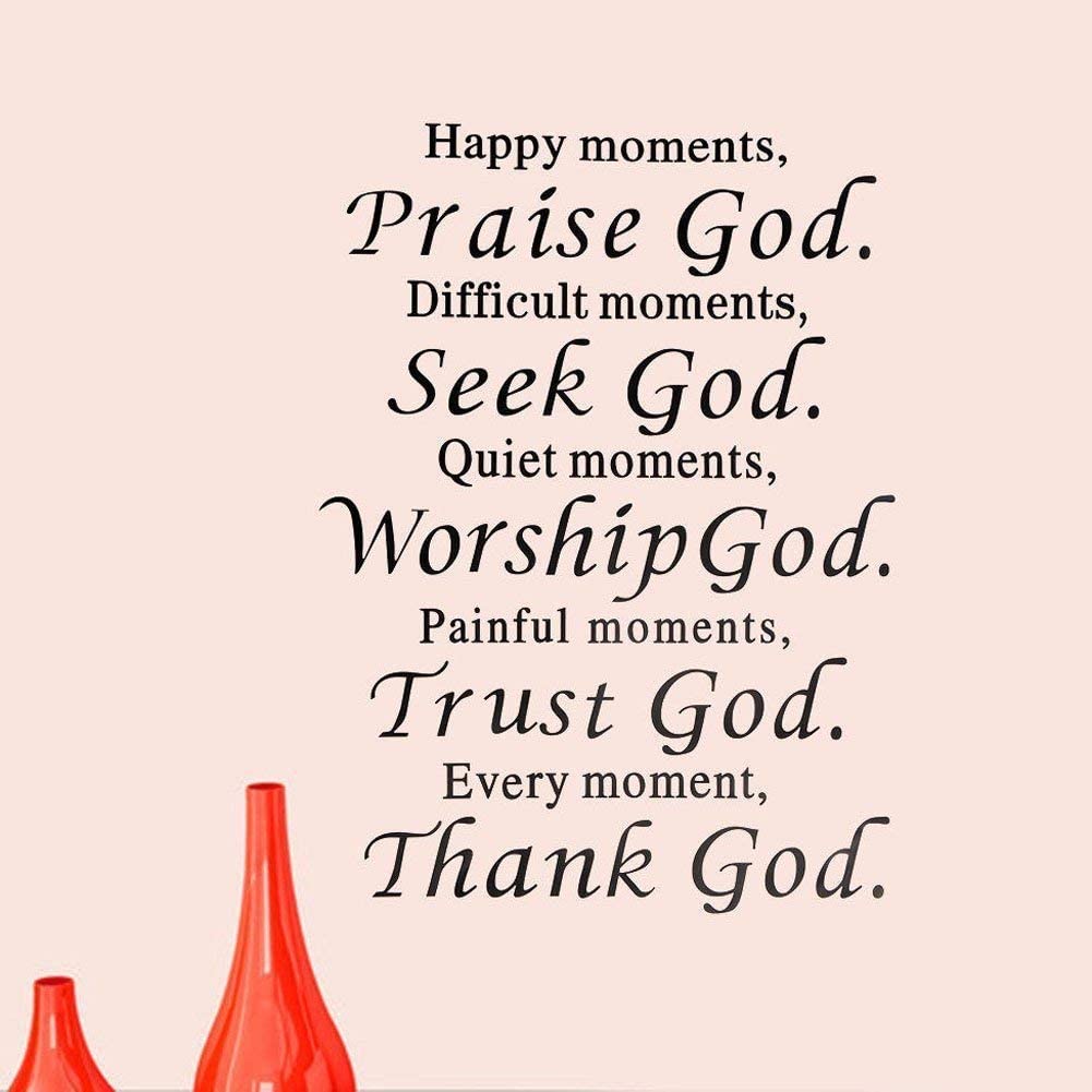 Maydahui Bible Verse Wall Decals - 17x23 Inch Scripture Wall Stickers for Home, Office & Living Room Decor - Praise God in Happy Times, Seek God in Difficult Times - Perfect for Christian Home Decor, Prayer Rooms & Gift Ideas