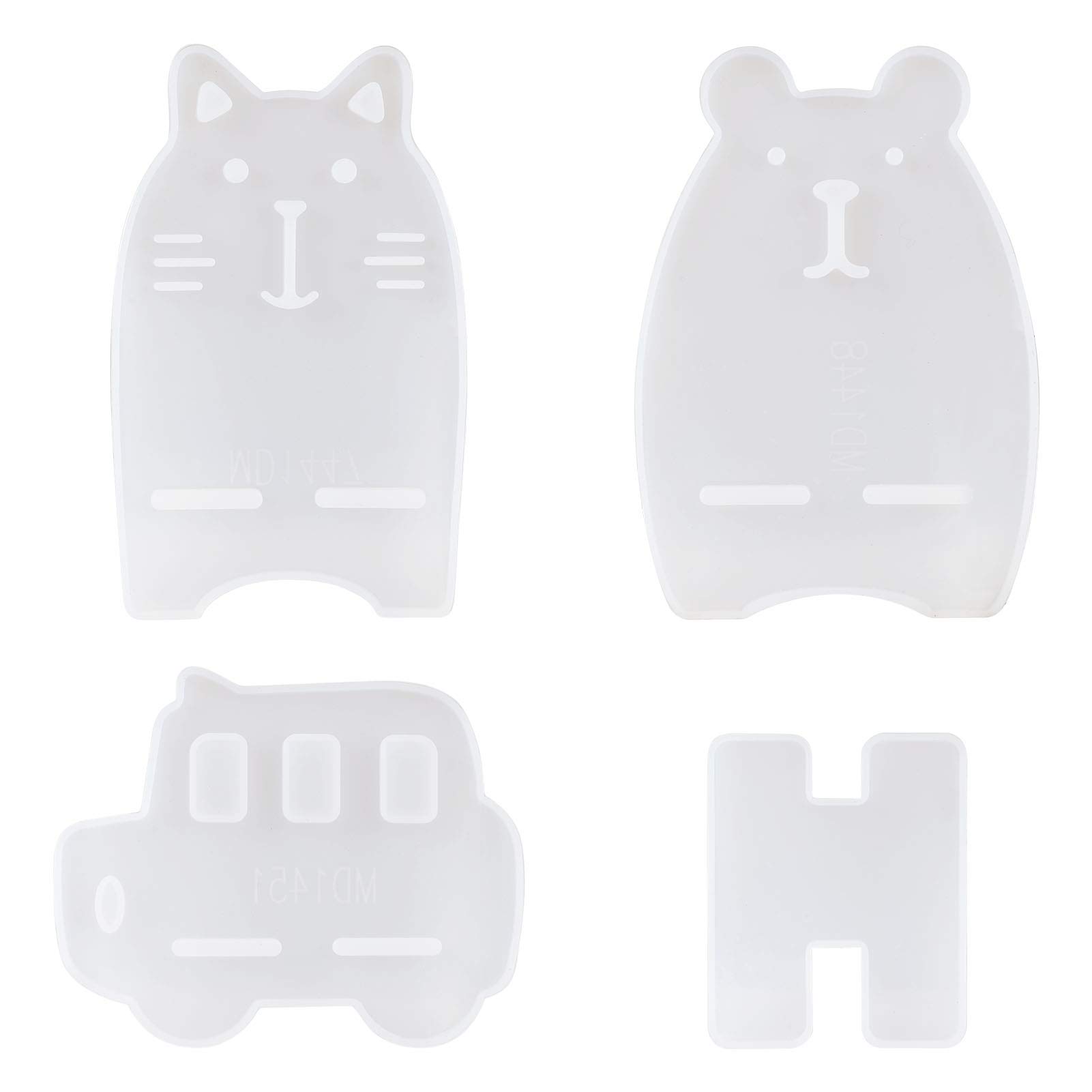 3 Sets Cartoon Silicone Phone Stand Molds - Bear, Cat & Bus Shapes - Clear Resin Casting Molds for DIY Crafts & Phone Holders - Perfect for Crafting, Gift Making & Home Decor
