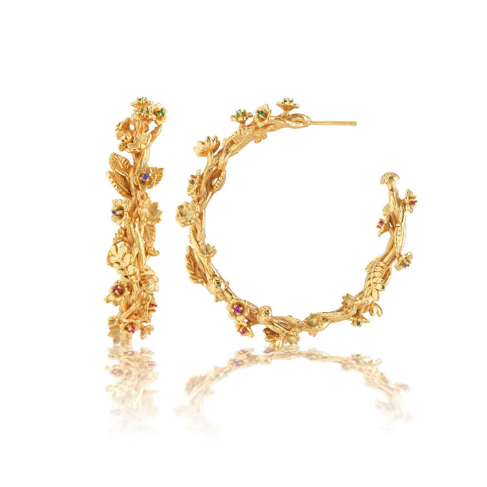 Capucine De Wulf Meadow Grande Hoop Earrings - 18K Gold Plated Statement Jewelry for Women | Elegant Boho Chic Accessories for Parties, Weddings & Everyday Wear