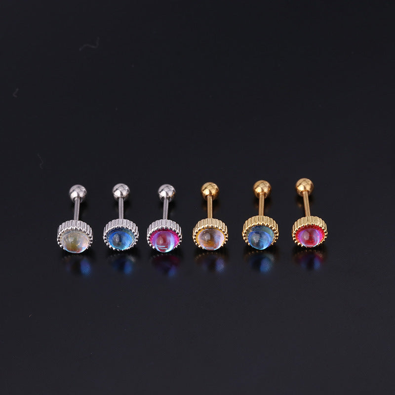 20G Cartilage Tiny Stud Earrings - Moonstone Stud Earrings for Women | HSPJ305 | Perfect for Daily Wear, Parties & Gifts