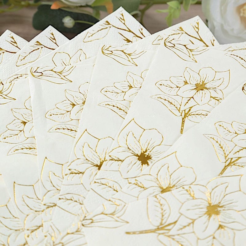 Premium 50-Pack 2-Ply Soft Dinner Napkins with Floral Print - Elegant & Absorbent for Parties, Weddings & Everyday Dining