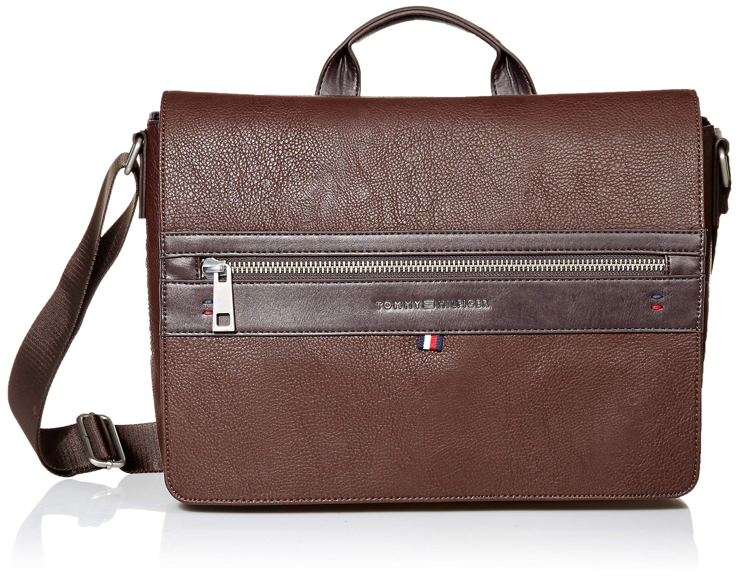 Tommy Hilfiger Men's Leo Messenger Bag - Stylish Crossbody Laptop Bag for Work, Travel & College | Durable Leather Shoulder Bag for Business & Everyday Use