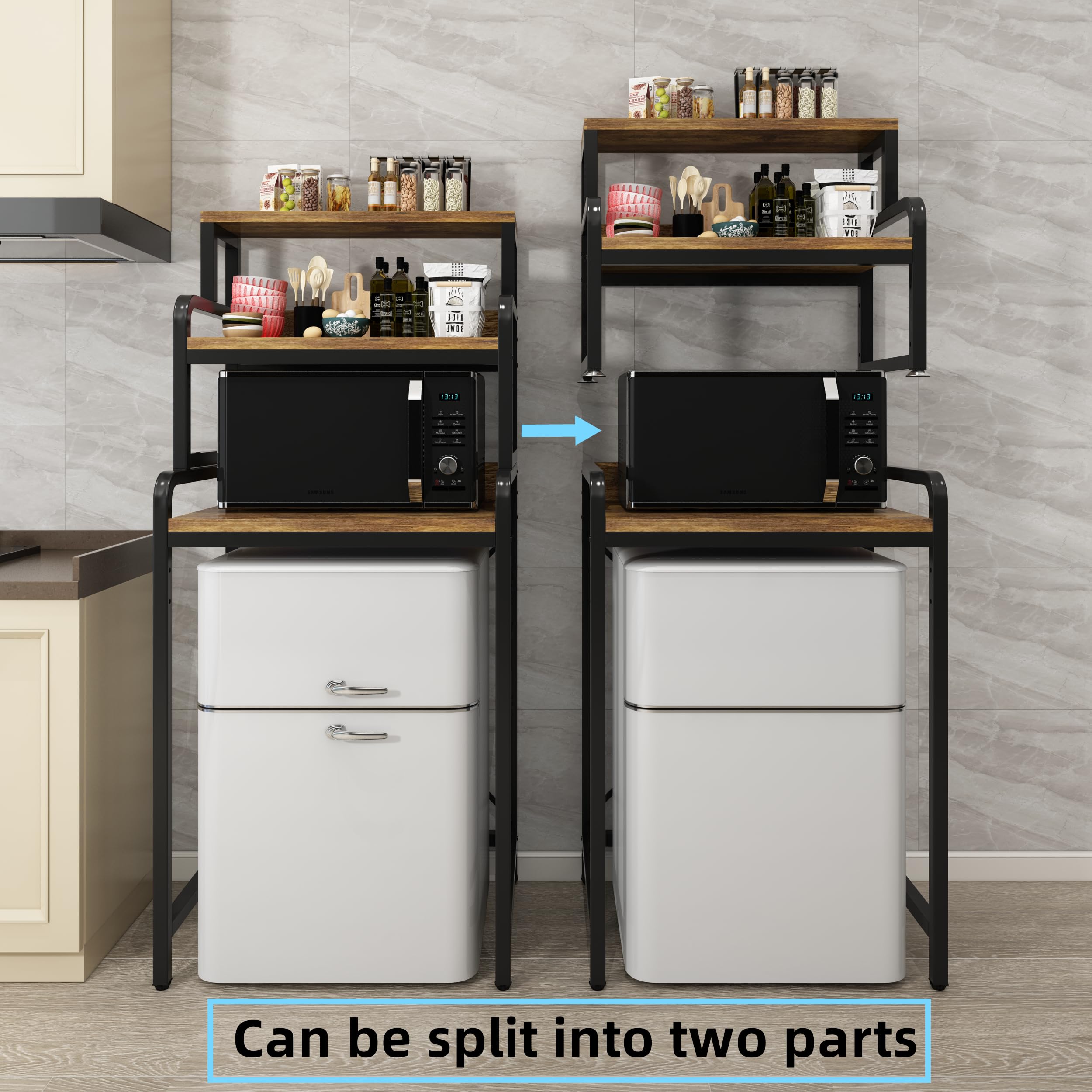 4-Tier Stainless Steel Kitchen Bread Rack & Microwave Stand - Space-Saving Storage Shelf for Spices, Pots, Pans - Perfect for Small Kitchens, Bakeries & Dorm Rooms - Free Standing Double-Purpose Organizer for Countertop or Mini Fridge