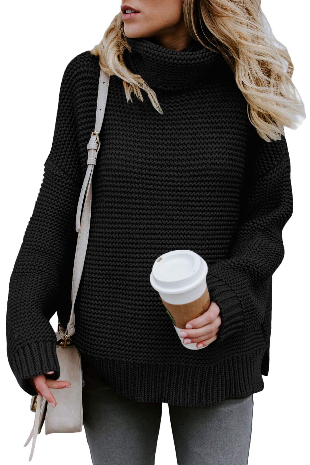 KINGFEN Chunky Knit Plus Size Sweater for Women - Cozy Turtleneck Loose Pullover Tops (S-XXL) | Winter Warm Oversized Casual Sweater for Fall & Christmas Outfits