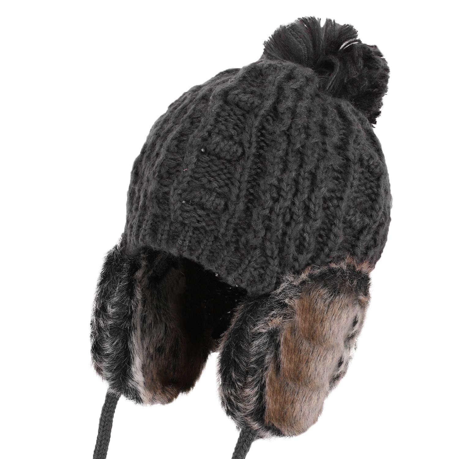 Women's Wool Earflap Hat - Winter Slouchy Chunky Knitted Beanie for Cold Weather - Warm Bonnet Caps for Outdoor Activities, Skiing, Snowboarding & Casual Wear