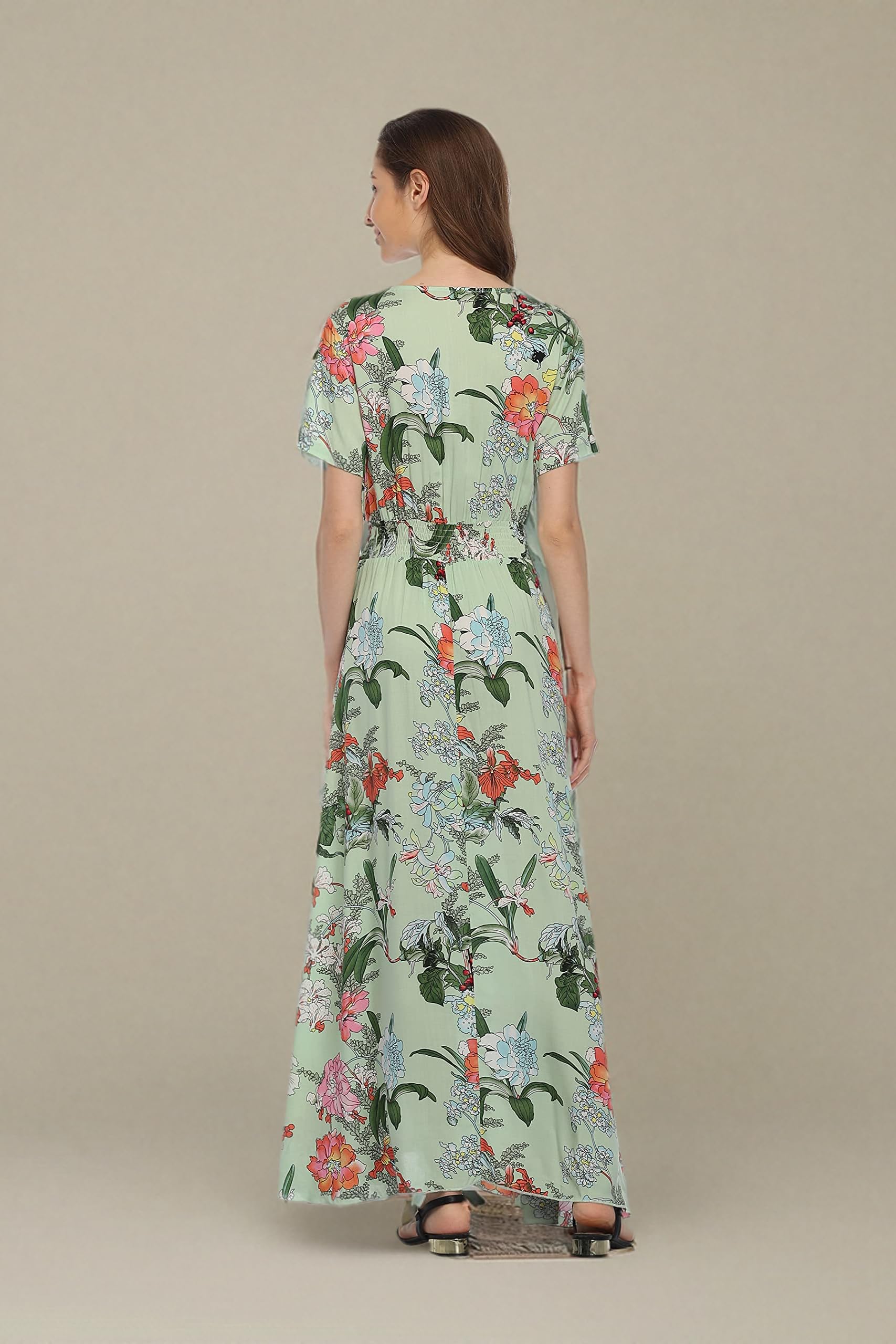 Boho Floral Maxi Dress for Women - Summer Button Up Beach Dress with Side Slit & Flowy Design | Perfect for Beach Parties, Vacations & Casual Outings