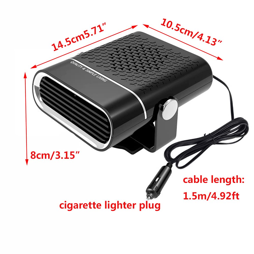 MACHSWON 120W Portable Car Heater - Fast Heating Auto Defroster & Windshield Defogger with 360° Rotation for Cars, Trucks & RVs - Cigarette Lighter Plug-in (Black) | Perfect for Winter Driving, Camping & Emergency Heating