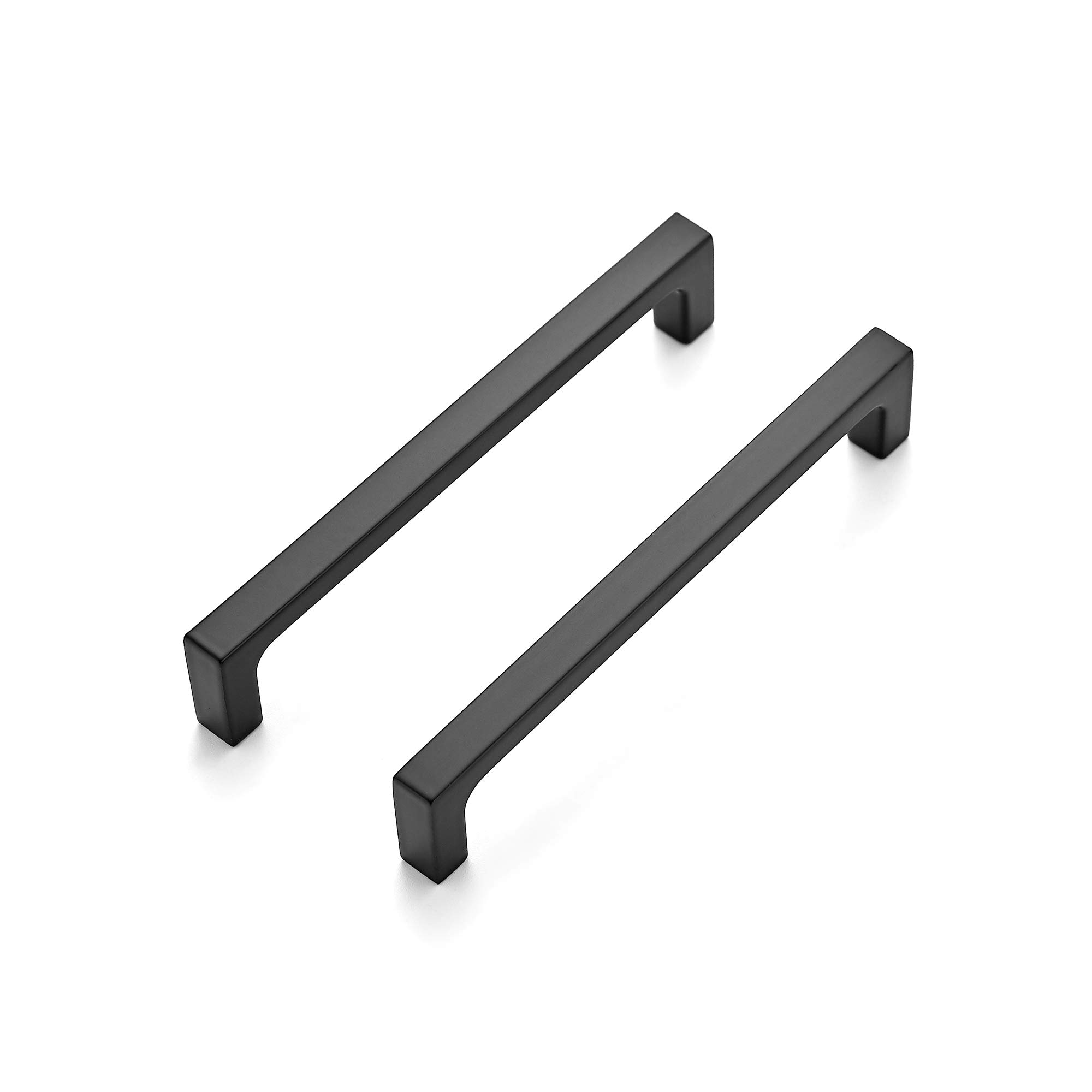 5 Pack Matte Black 5 Inch Square Cabinet Handles - Durable Kitchen Drawer Pulls, Flat Black Cabinet Hardware for Modern Kitchen & Bathroom Upgrades