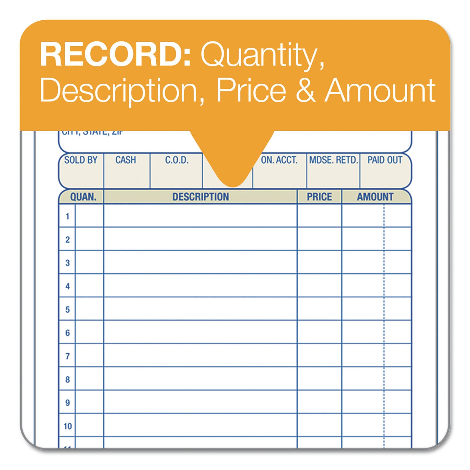 Adams® Multipart Sales Order Pad - 3-Part Carbonless Forms, 3.25