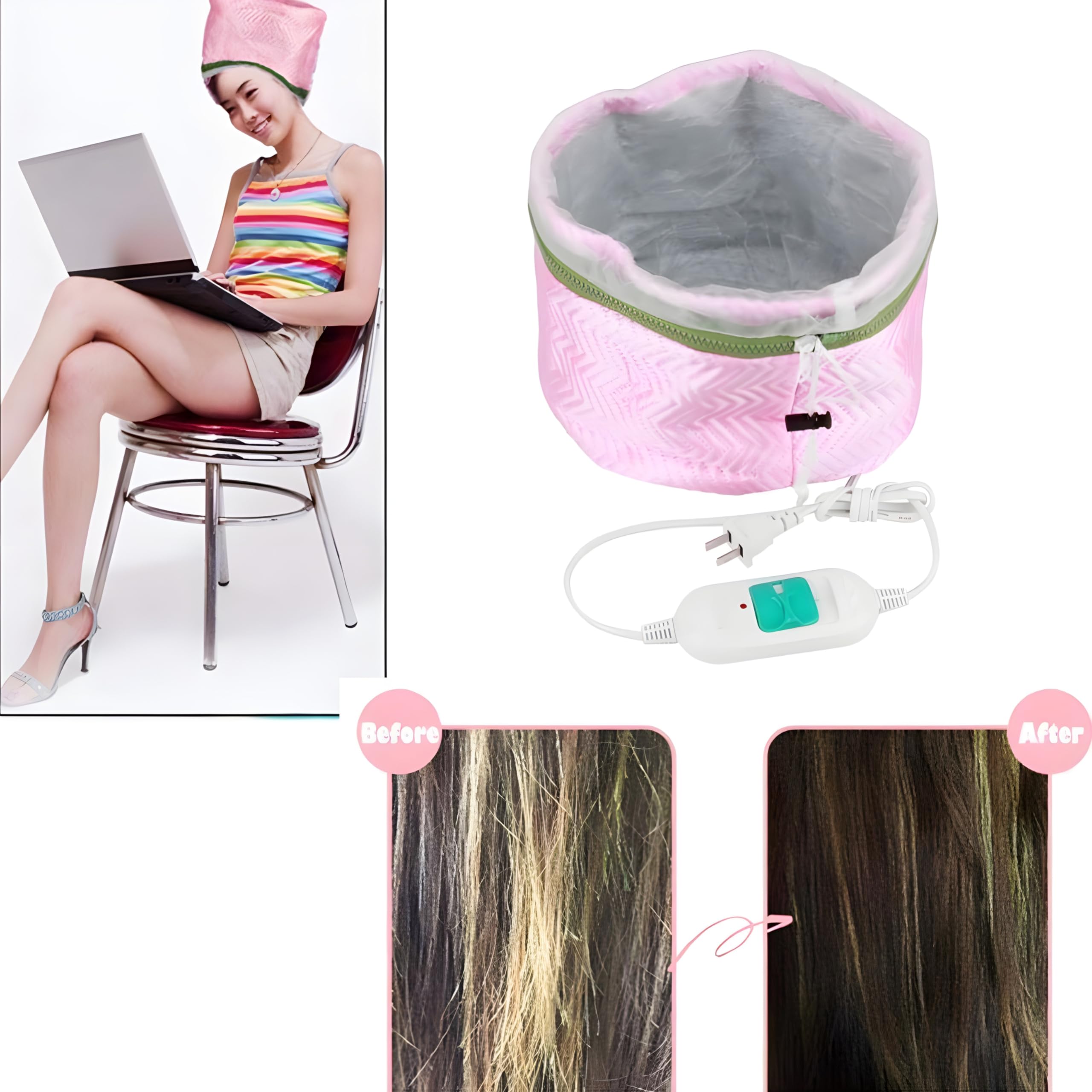 Everstep Thermal Hair Spa Cap with Beauty Steamer - Nourishing Heating Treatment for Deep Conditioning - Professional Hair Care Accessory for Women - Perfect for Salon Treatments & At-Home Hair Therapy (1 Count)