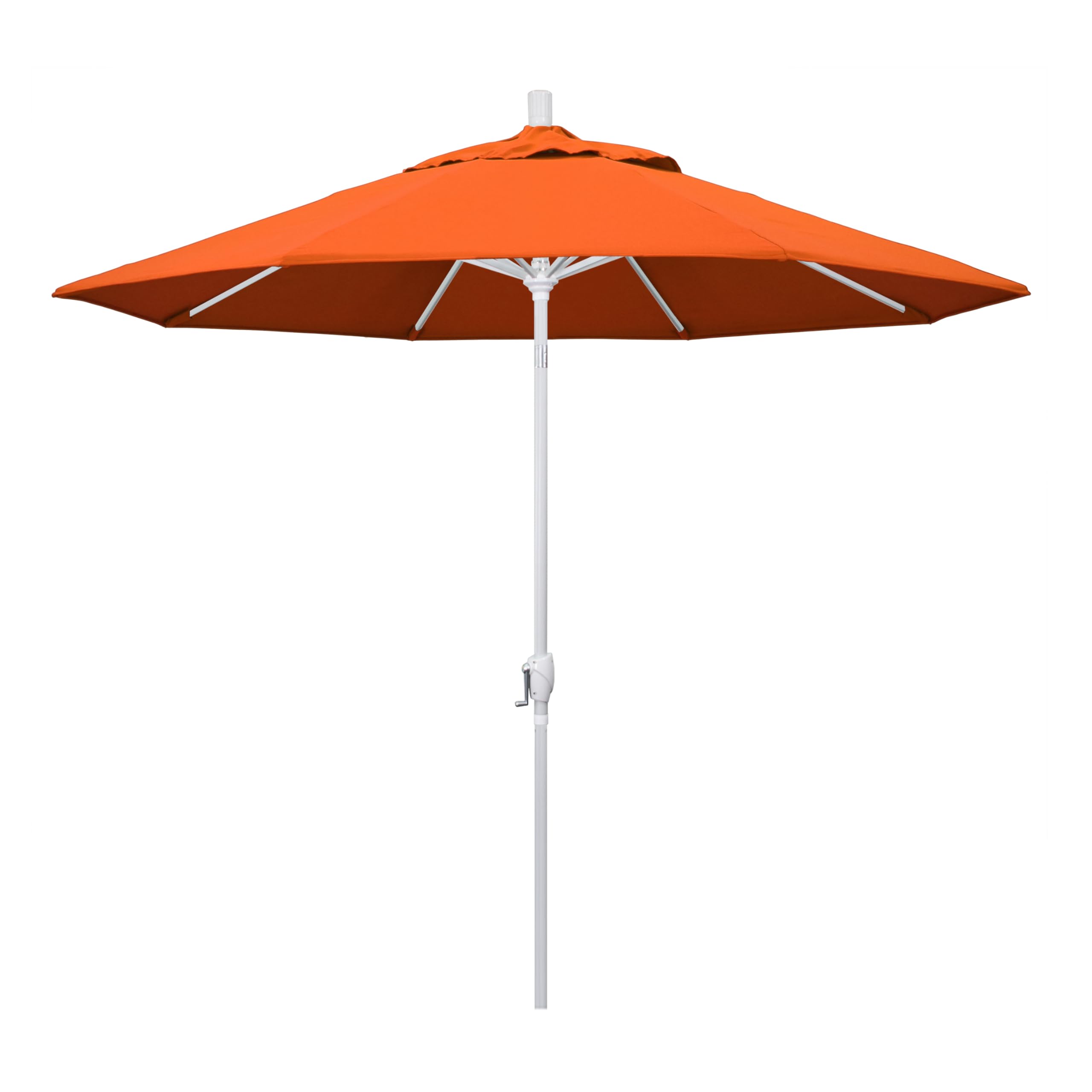 9' Round Aluminum Market Umbrella with Crank Lift & Tilt - White Pole for Patio & Outdoor Dining