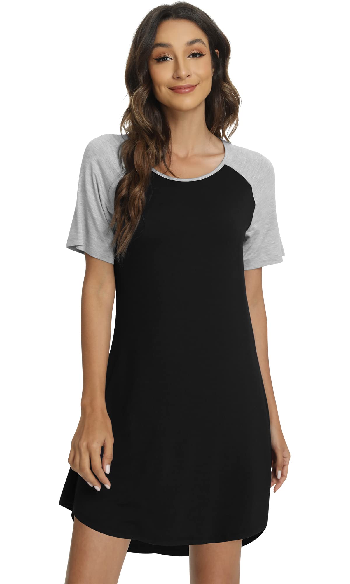 WiWi Women's Bamboo Viscose Nightgown - Lightweight Short Sleeve Sleep Shirt for Summer, Soft & Breathable (Sizes S-XXL) | Perfect for Lounging, Sleeping & Relaxing at Home