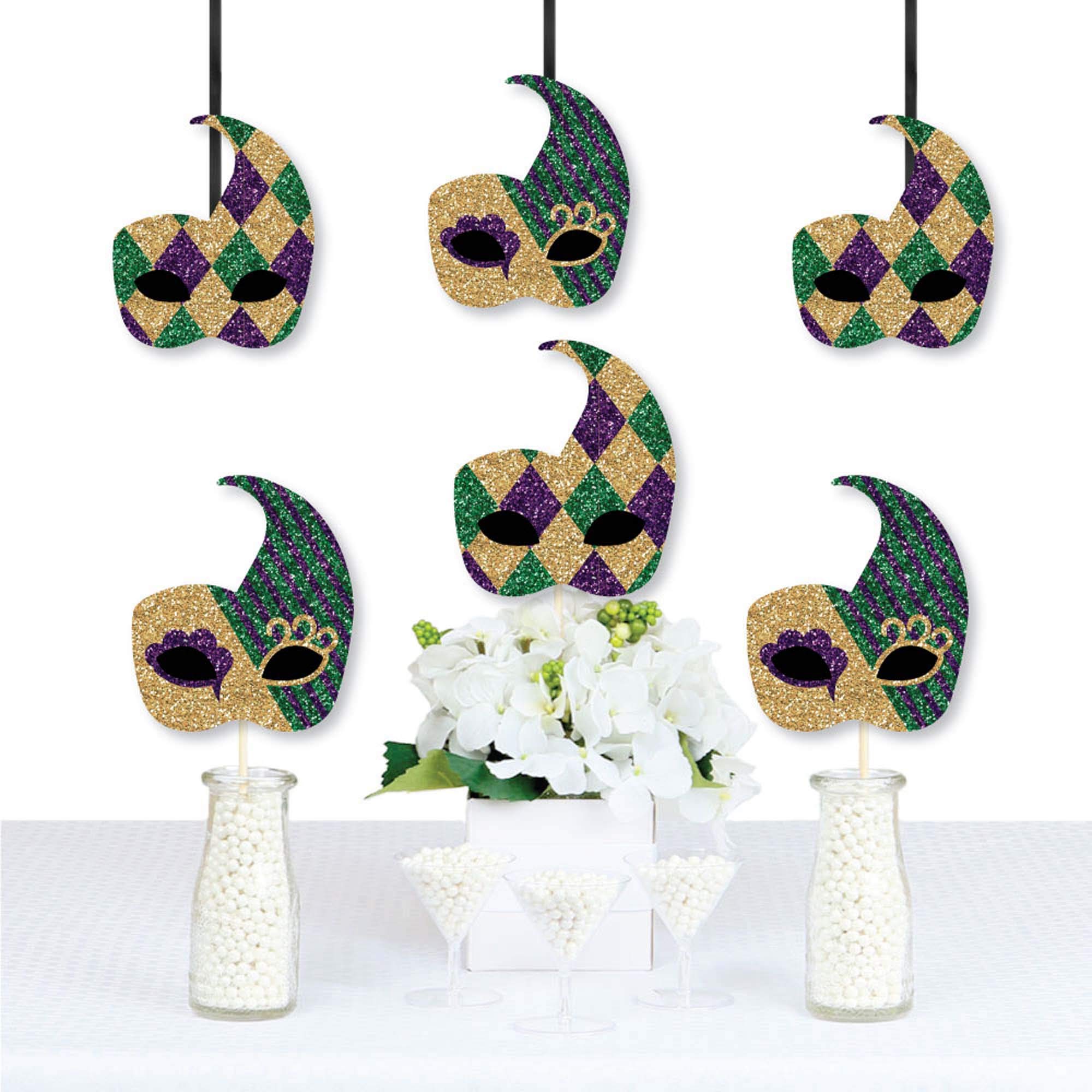 Big Dot of Happiness Mardi Gras Masks - 20-Pack DIY Masquerade Party Decorations for Carnival, Halloween & Costume Parties - Perfect for Home, School & Office Celebrations