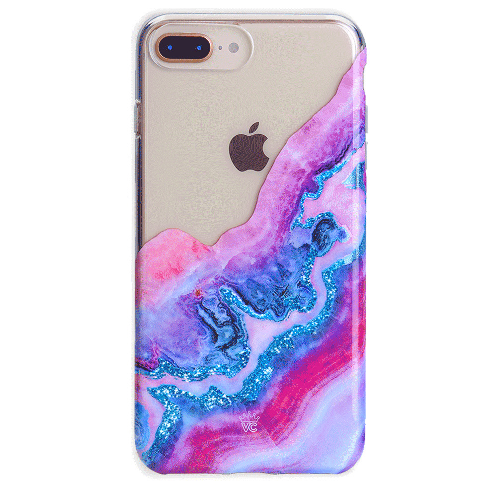 Geode Glitter Clear iPhone Case - Shatterproof Protective Cover with Crystal Sparkle Design for iPhone 13/14/15 - Perfect for Daily Use, Travel & Gift Giving