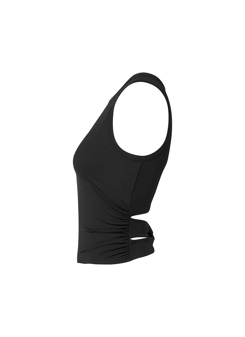 Ribbed Back Twist Sleeveless Top for Women - Trendy Summer Casual Wear for Outings & Beach Vacations