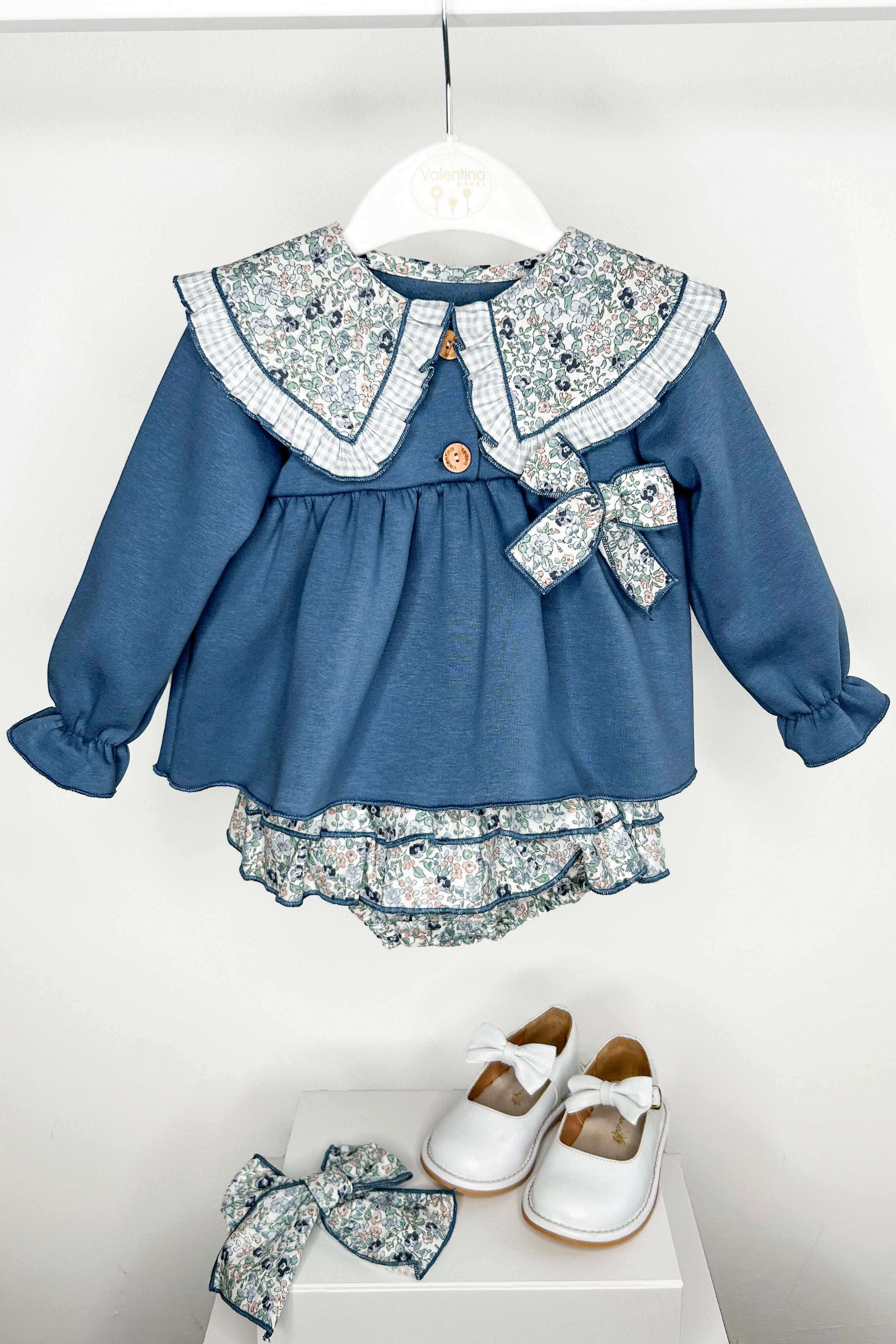 Shelby Dusky Blue Sweatshirt & Floral Skirt Set - Women's Casual Outfit for Fall Fashion | Perfect for Date Night, Brunch & Weekend Wear