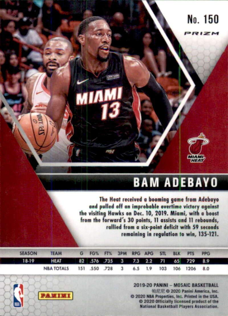 2019-20 Panini Mosaic Prizm Pink Camo Bam Adebayo Miami Heat NBA Basketball Trading Card - Collectible Sports Memorabilia for Fans & Card Enthusiasts