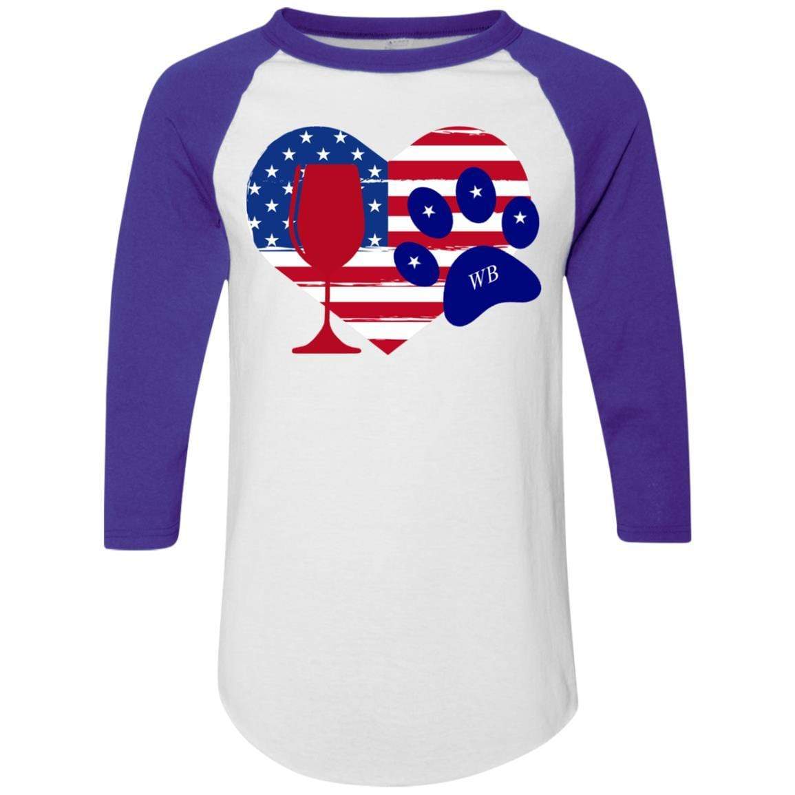 WineyBitches.Co American Wine Paw Heart Colorblock Raglan Jersey - Soft & Stylish Women's Baseball Tee for Casual Wear, Wine Tasting & Pet Lovers