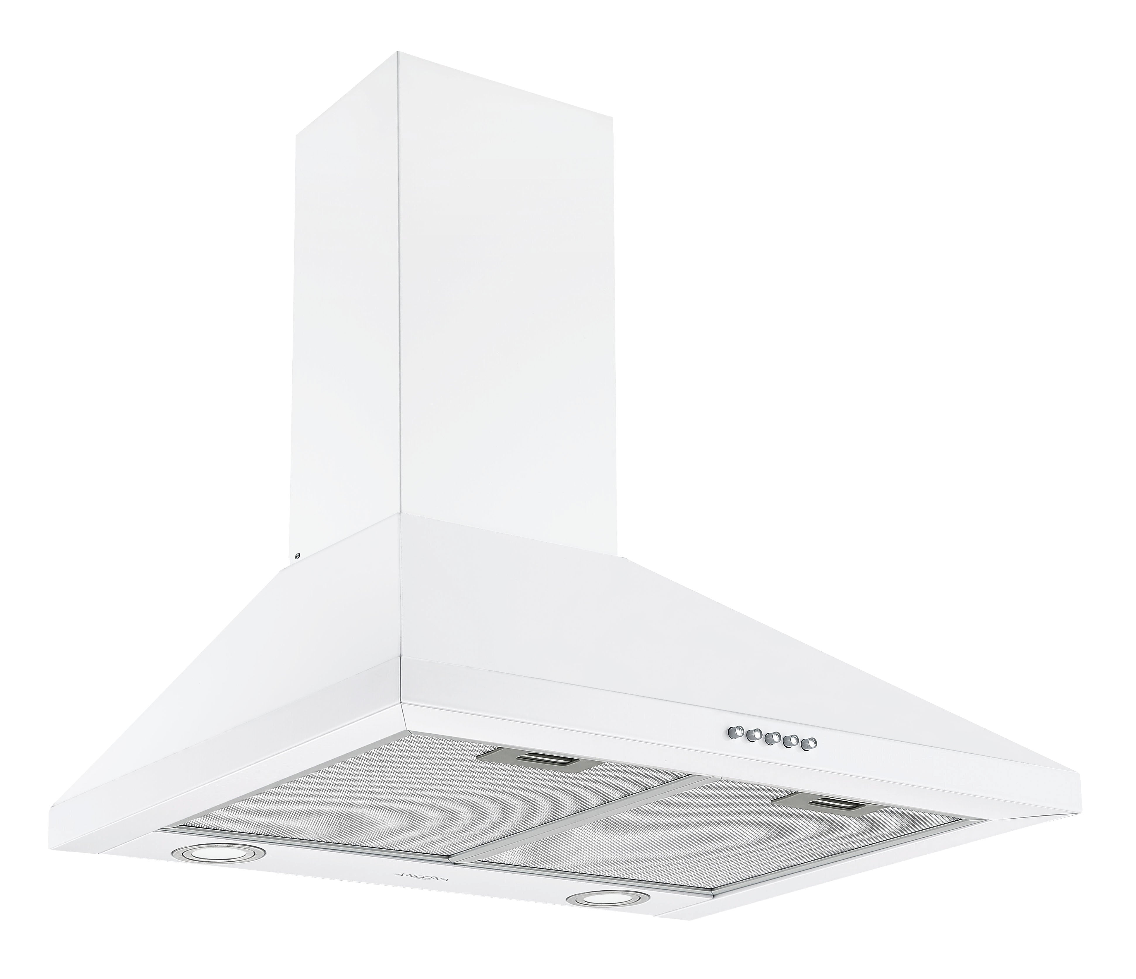 24 Inch Convertible Wall Mount Pyramid Range Hood in White - Powerful Kitchen Ventilation for Smoke & Odor Removal - Perfect for Modern & Farmhouse Style Kitchens
