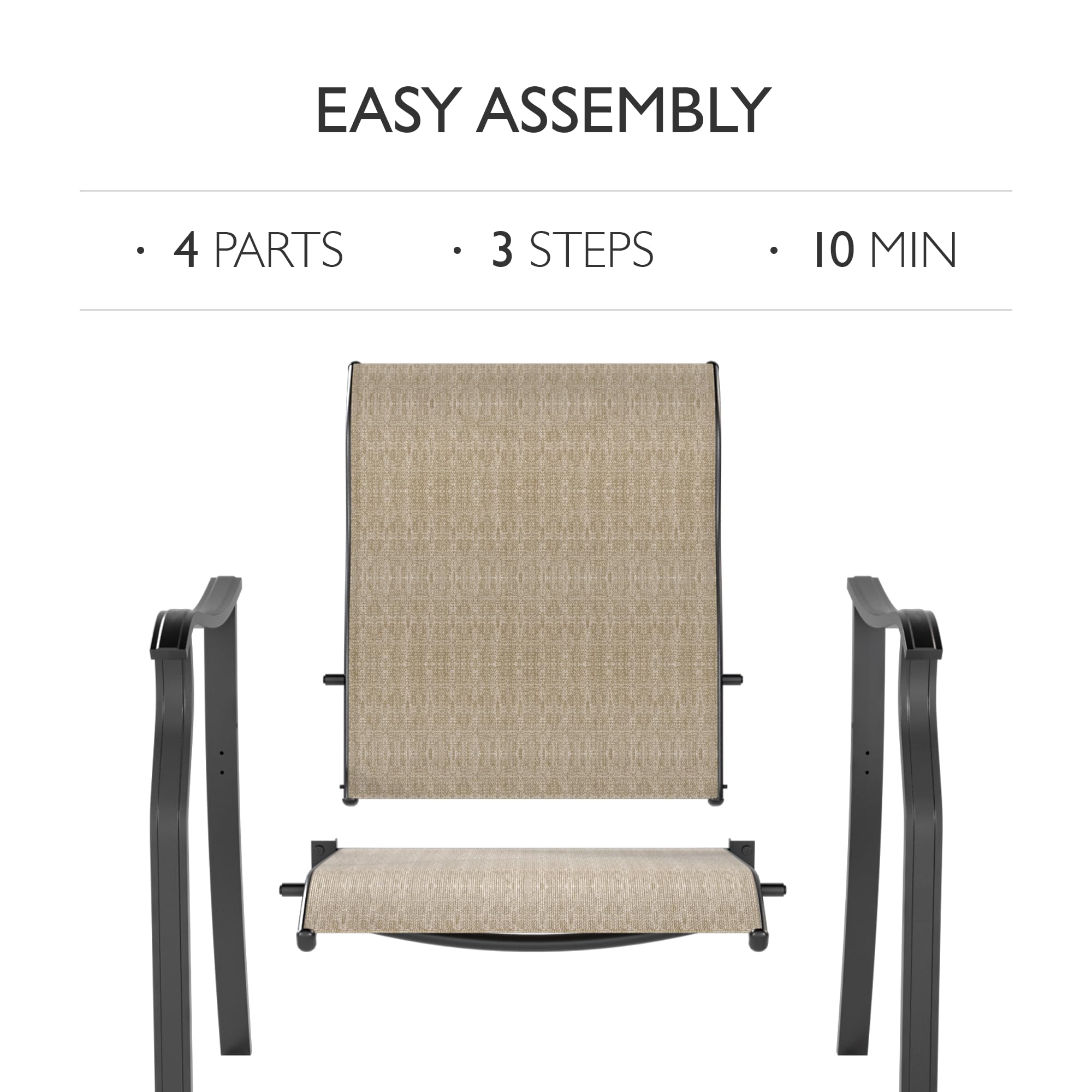 4-Piece UDPATIO Outdoor Dining Chairs Set - High Back Textilene Patio Chairs with Armrests & Metal Frame - Perfect for Garden, Backyard, Deck & Poolside Relaxation (Brown)