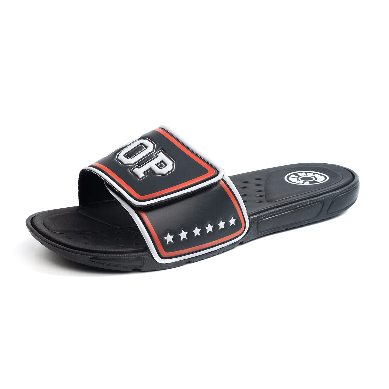 FUNKYMONKEY Men's Adjustable Slide Sandals - Quick-Dry Comfort Footbed - Beach, Pool & Shower Slippers for Summer Outdoor Activities
