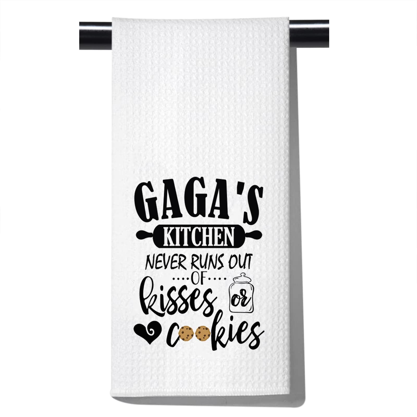 POFULL Gaga’s Kitchen Gift Set - Appreciation Dish Towel with Kisses & Cookies Design - Perfect for Home Decor, Hostess Gifts, and Kitchen Essentials