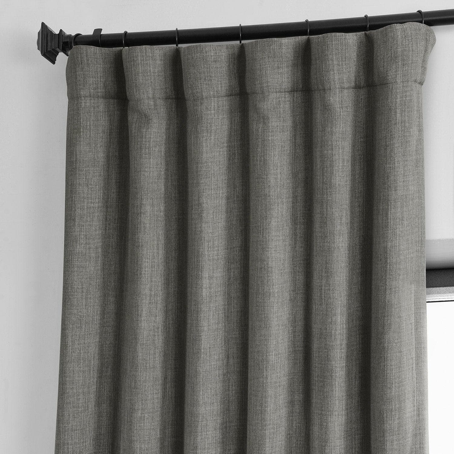 Grey Textured Faux Linen Blackout Curtains for Living Room & Bedroom - Thermal Insulated Window Drapes for Light Blocking & Privacy