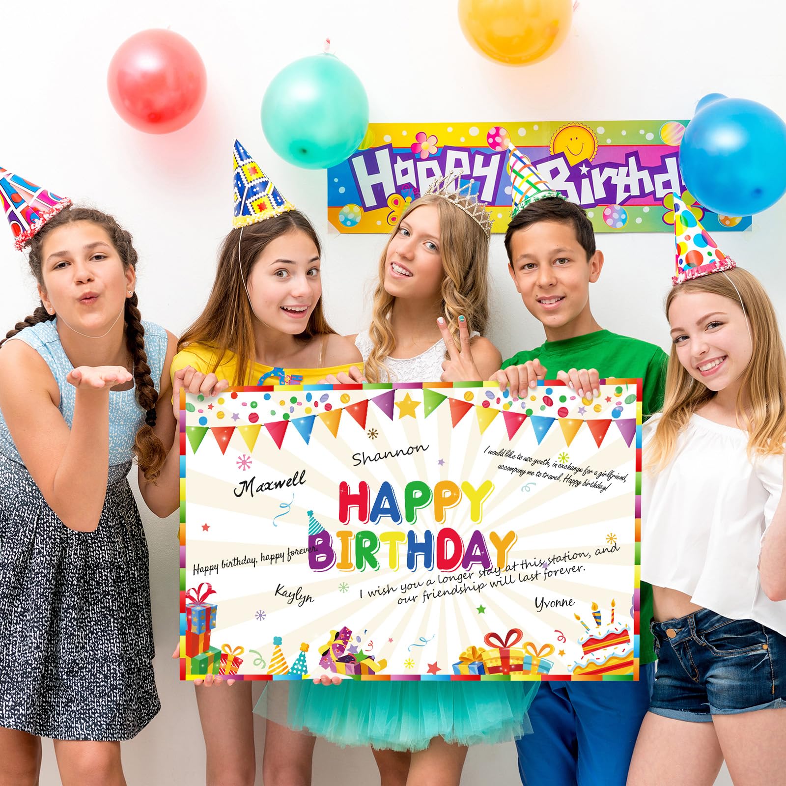 Nezyo Extra Large Happy Birthday Card - 21.6 x 13.8 Inch Colorful Giant Greeting Card with Rainbow Balloons & Cake Design for Kids, Men & Women - Perfect for Birthday Parties, Celebrations & Special Occasions