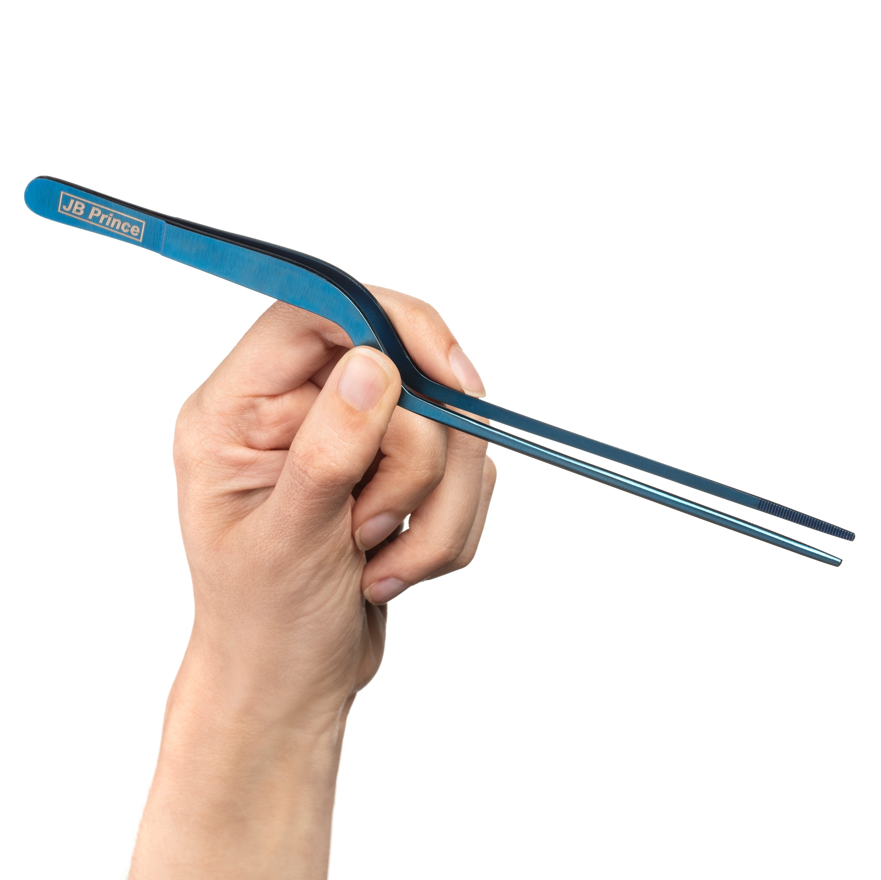JB Prince Offset Fine Tip Tweezer 7.8 Inches - Professional Stainless Steel Tweezers for Precision Work, Jewelry Making, Electronics Repair & Eyelash Extensions
