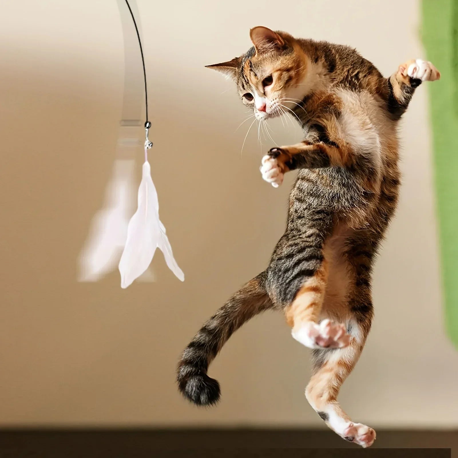 Interactive Cat Teaser Toy with Bell & Feather Wand - Fun Exercise Toy for Indoor Cats, Playtime & Bonding with Your Kitten