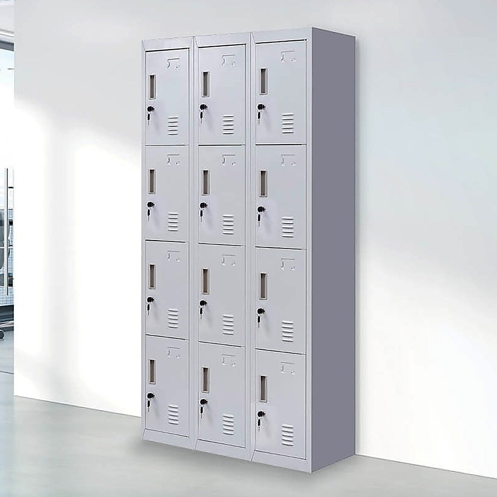 12-Door Locker with Standard Lock & Keys - Secure Storage for Office, Gym, Shed, School & Home | Perfect for Employee Lockers, Sports Equipment & Personal Belongings