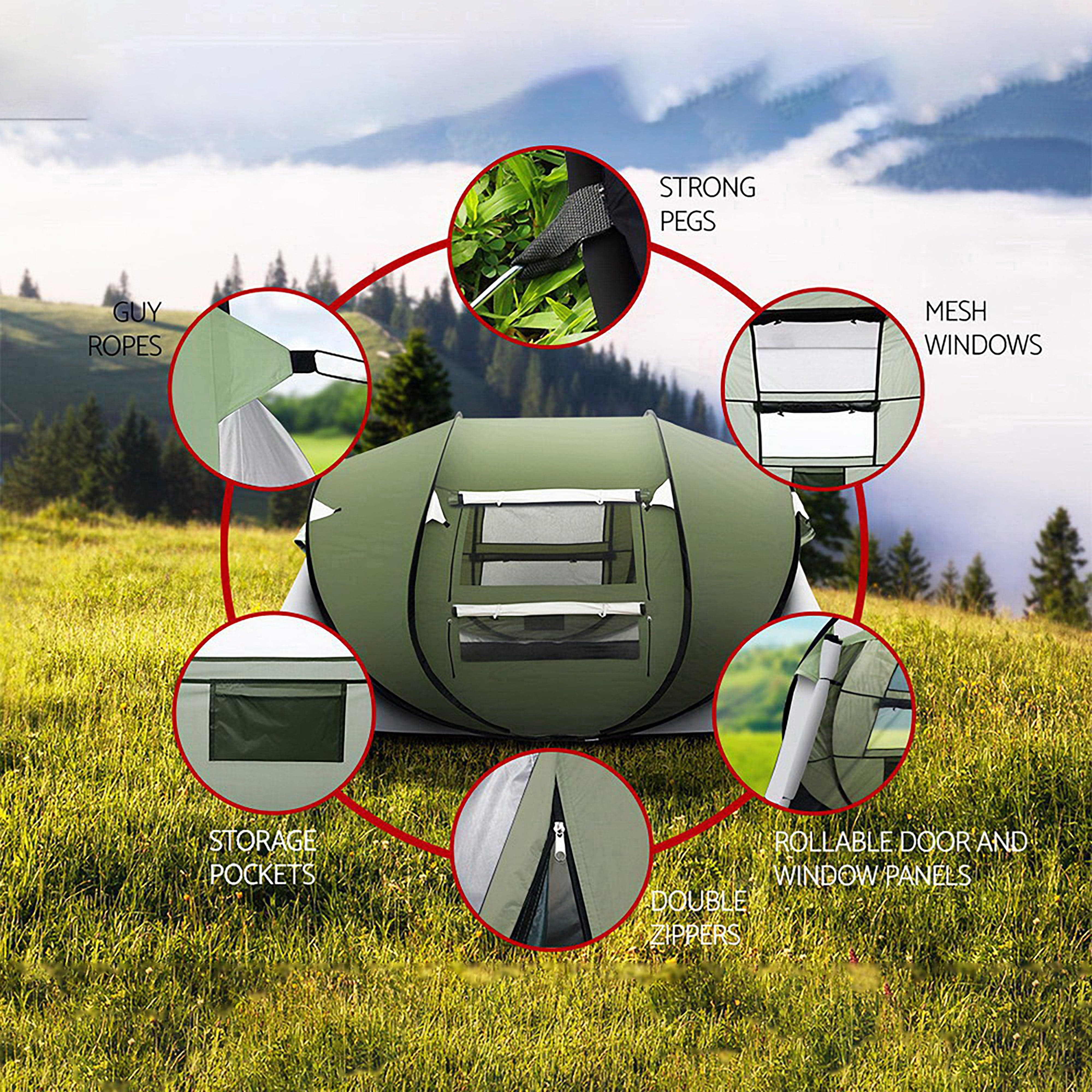 Weisshorn Instant Up Camping Tent for 4-5 Person - Easy Pop Up Family Tent for Hiking, Beach & Outdoor Adventures - Lightweight Dome Shelter for Camping, Picnics & Backpacking