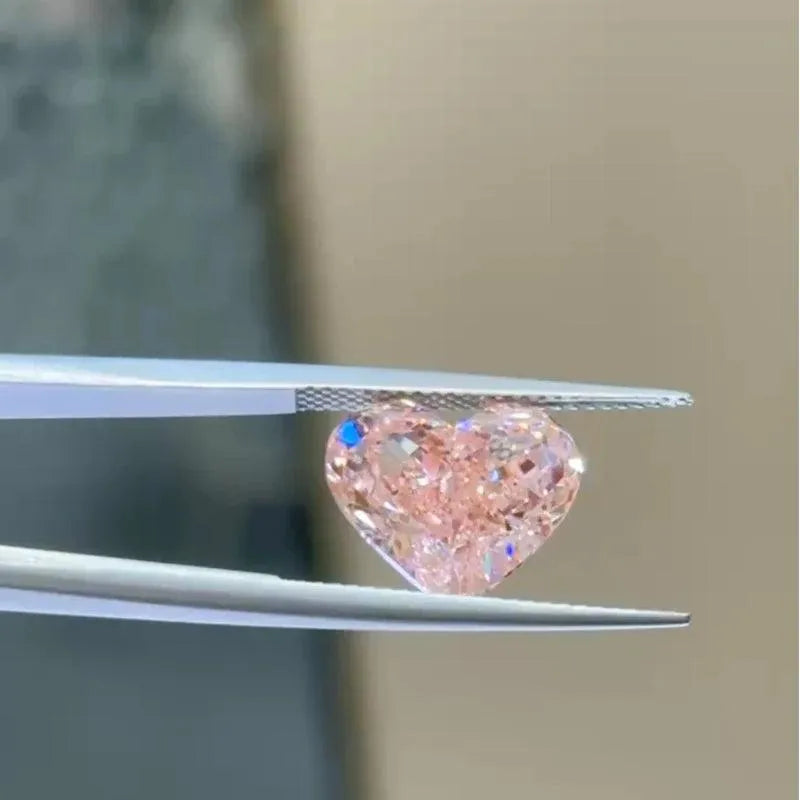 6ct Fancy Pink CVD Lab Grown Heart Shape Loose Diamond - DEF Color VS-VVS Clarity for Engagement Rings & Jewelry Making