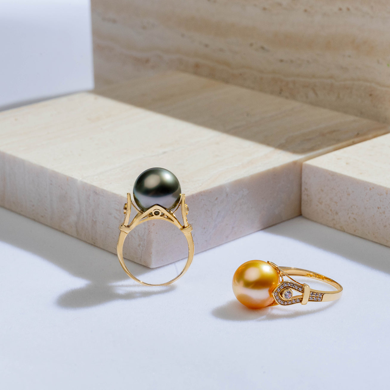 18K Solid Gold South Sea Golden Pearl Ring KR00013 - Elegant Jewelry for Weddings, Anniversaries & Special Occasions