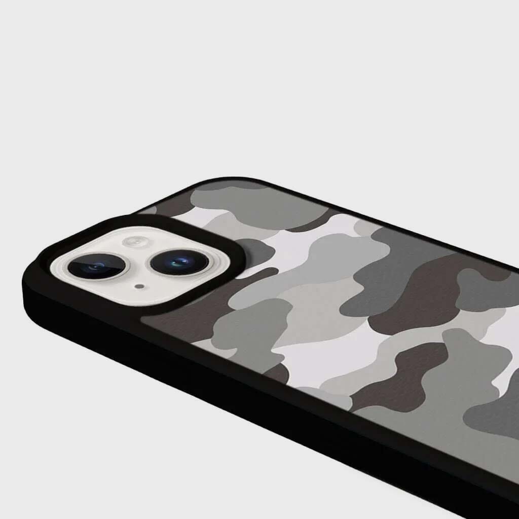 MagSafe iPhone 14 Case - Military Grey Camo Design | Slim Protective Cover with Strong Magnets | Perfect for Outdoor Adventures & Daily Use