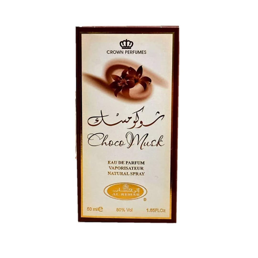 Al-Rehab Choco Musk Eau De Perfume Natural Spray - 50ml (1.65 fl oz) 3-Pack | Long-Lasting Chocolate Scent for Women & Men | Perfect for Date Night, Office Wear & Special Occasions