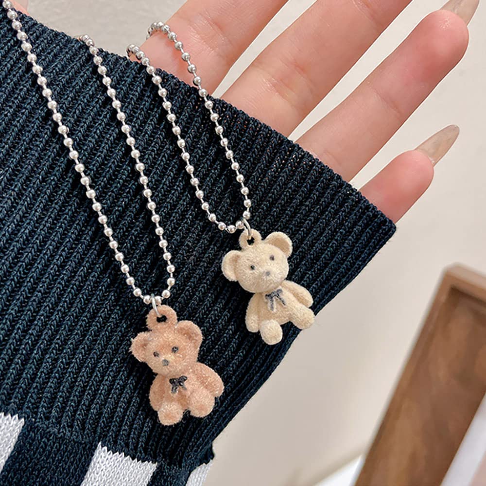 Y2K Teddy Bear Plush Necklace Set - Cute BFF Friendship Matching Couple Necklaces for Women, Valentine's Day & Christmas Gifts (2PCS) | Perfect for Best Friend Gifts, Anniversary Presents & Everyday Fashion Accessories