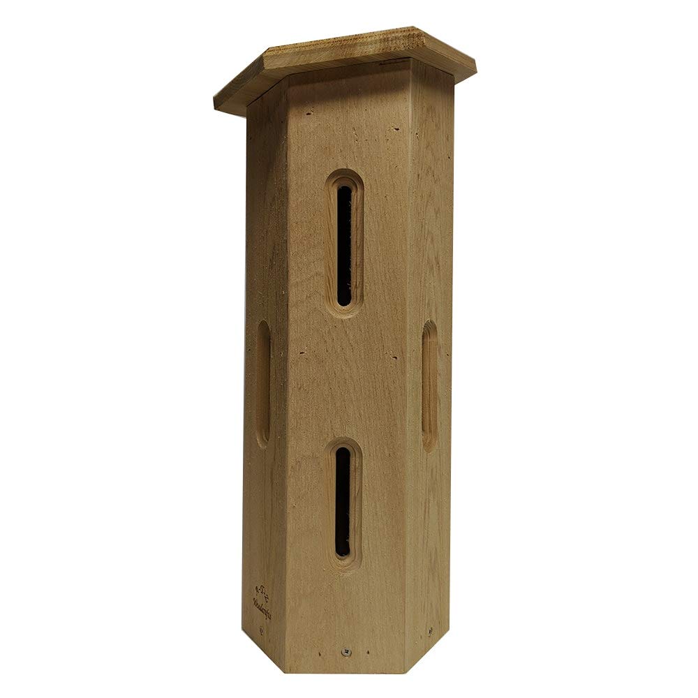 Handmade Hexagonal Cedar Wood Butterfly House - 22.5 Inch Outdoor Garden Decor for Attracting Pollinators