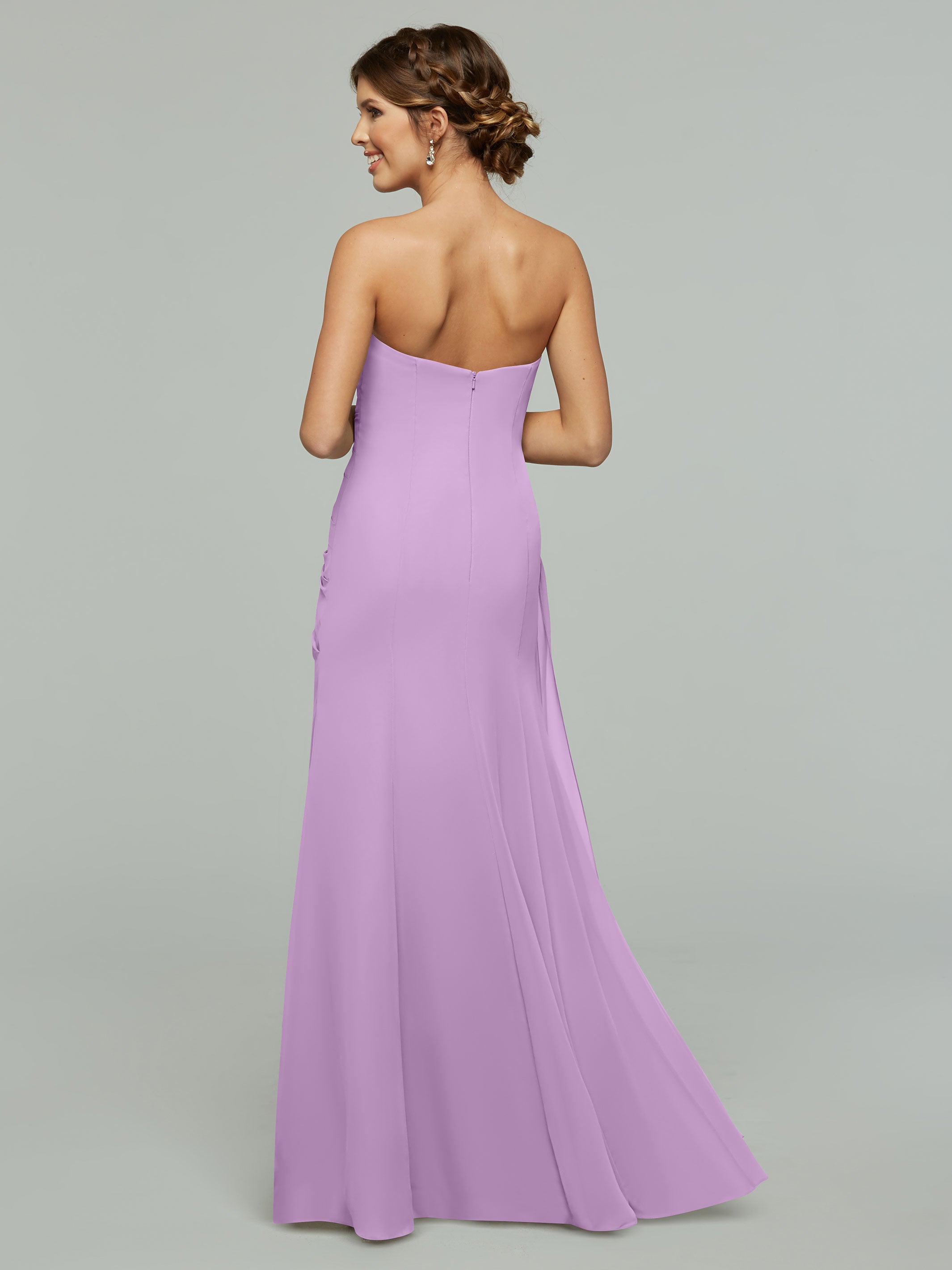 80028 1 Strapless Sweetheart Chiffon Bridesmaid Dress With Ruching - Elegant Formal Gown for Weddings, Prom & Special Occasions