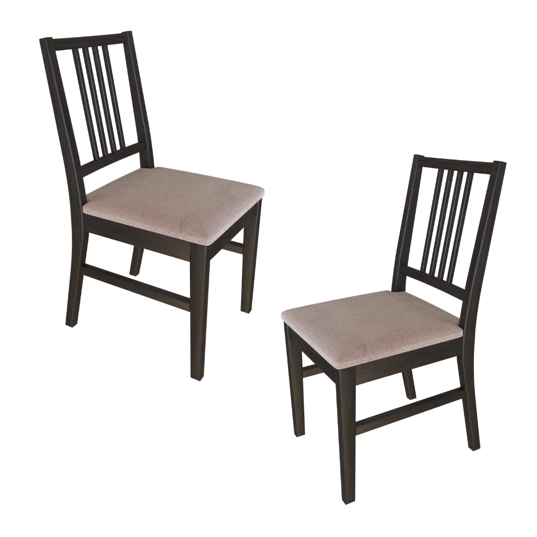 Modern Wooden Dining Chairs Set of 2 - Upholstered Ladder Back Accent Chairs in Brown or White - Capella Living Room & Kitchen Furniture for Small Spaces - Perfect for Dining Rooms, Kitchens, Breakfast Nooks and Compact Living Areas