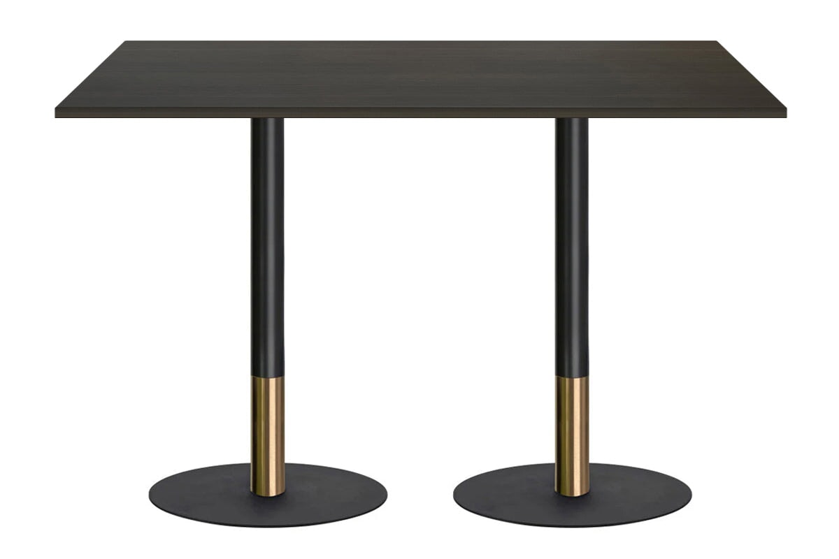 Rivoli Tall Bar/Counter Table - Black/Rose Gold with Black Disc Base [1800L x 700W] - Perfect for Kitchen Islands, Breakfast Nooks & Small Space Dining