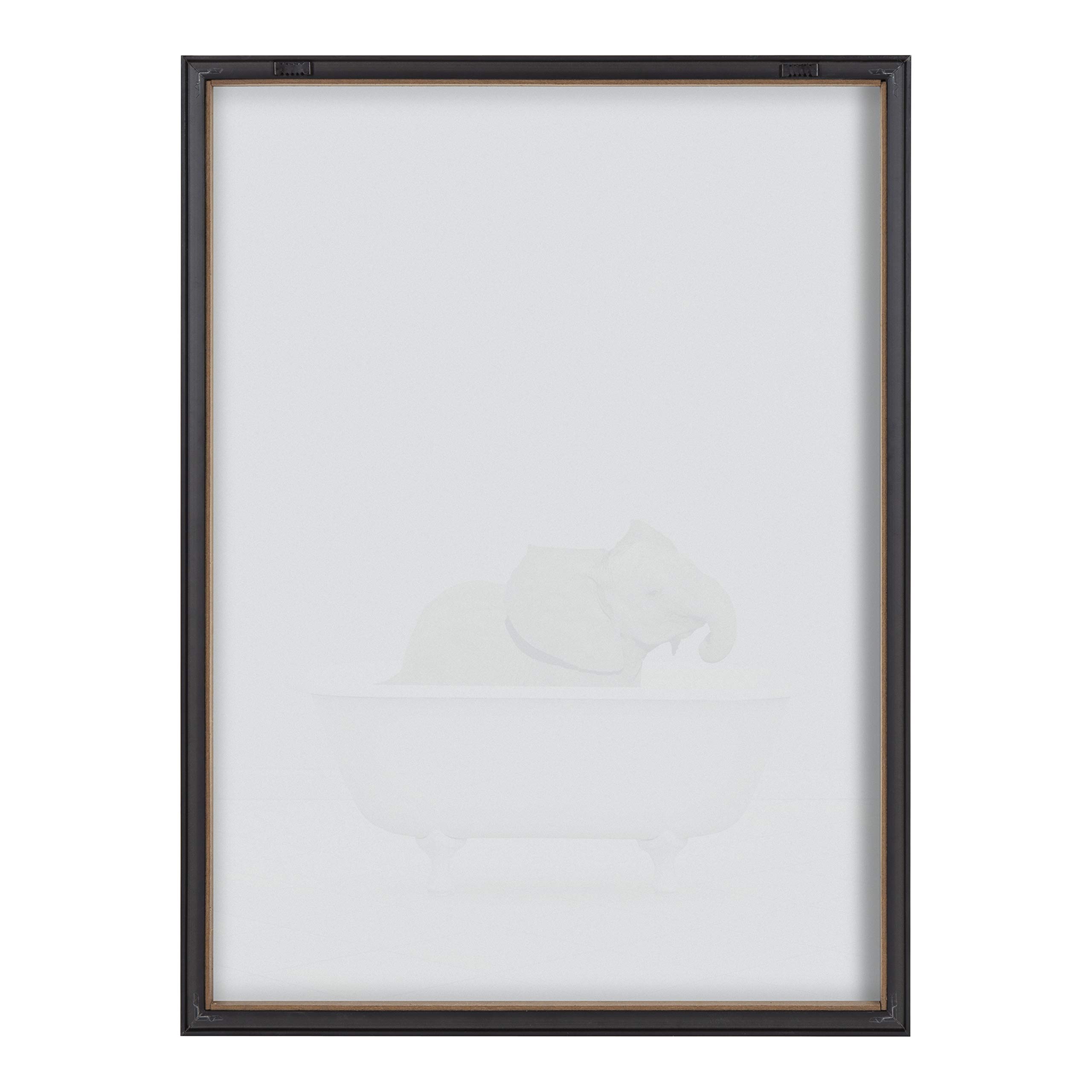 Kate & Laurel Blake Baby Elephant Solo Bathtub Framed Wall Art Print by Amy Peterson - 18x24 Inches Gray Nursery Decor - Cute Animal Artwork for Kids Room, Bathroom & Playroom Decor
