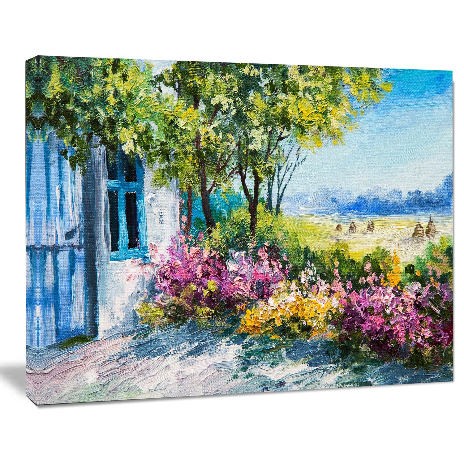 House Landscape Art Print Canvas - Beautiful Garden Scenery Wall Decor for Living Room, Bedroom & Office