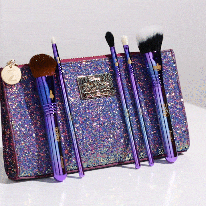 Disney Alice in Wonderland Makeup Brush Set - 5 Piece Professional Cosmetic Brush Kit for Eyeshadow, Blending & Contouring | Perfect Gift for Disney Fans & Makeup Lovers